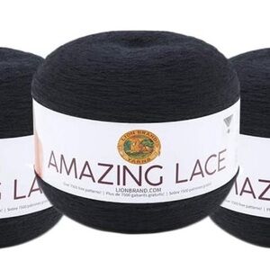 Lion Brand Yarn Amazing Lace Broomstick Black Acrylic Nylon Lot of 6